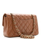 CHANEL Caviar Quilted Small Double Flap Light Brown