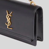 SAINT LAURENT YSL Sunset Chain Wallet In Smooth Leather Black