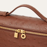 Loro Piana Khaki Ostrich Leather Extra Pocket L27 Pouch