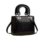 CHRISTIAN DIOR LADY DIOR CROC-EMBOSSED PU LEATHER BAG