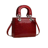 CHRISTIAN DIOR LADY DIOR CROC-EMBOSSED PU LEATHER BAG