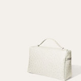 Loro Piana Khaki Ostrich Leather Extra Pocket L27 Pouch