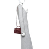 Chanel Caviar Quilted Top Handle Slim Vanity With Chain Burgundy