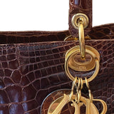 CHRISTIAN DIOR LADY DIOR BROWN CROCODILE MEDIUM BAG