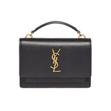 SAINT LAURENT YSL Sunset Chain Wallet In Smooth Leather Black