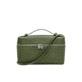 Loro Piana Khaki Ostrich Leather Extra Pocket L27 Pouch