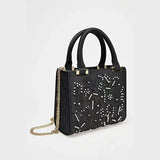 ZARA Intricate Floral Embroidery Handbag with Faux Pearl Details