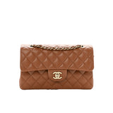 CHANEL Caviar Quilted Small Double Flap Light Brown