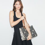 T MONOGRAM CONTRAST EMBOSSED TOTE