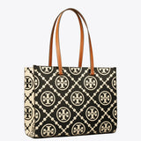 T MONOGRAM CONTRAST EMBOSSED TOTE